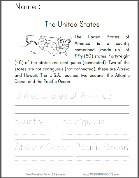 United States Primary Worksheet