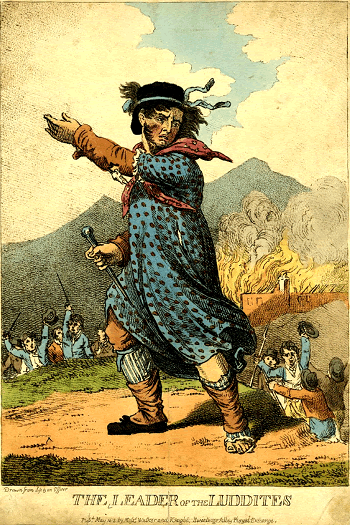 King Ned Ludd, Leader of the Luddites - 1812 Engraving