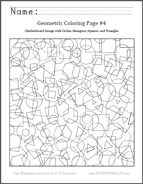 Checkerboard Shapes Coloring Page - Free to print (PDF file). Fun to color for ages six and up.