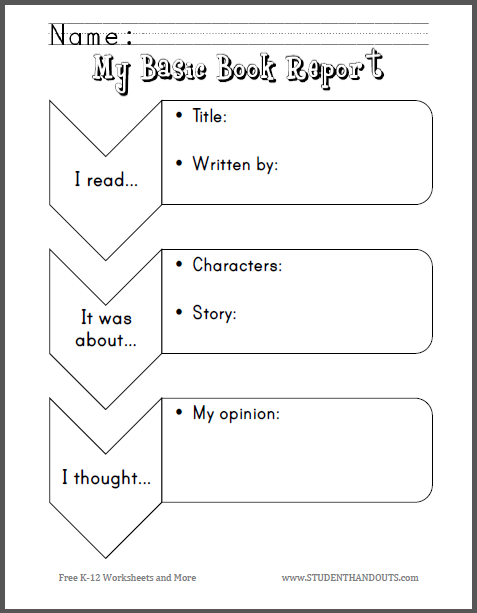 book report kindergarten worksheet