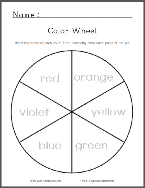 Free Printable Color Wheel Worksheet