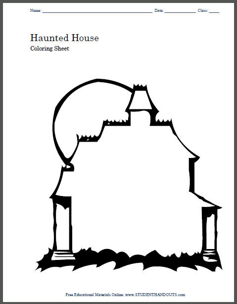 free halloween haunted house coloring pages