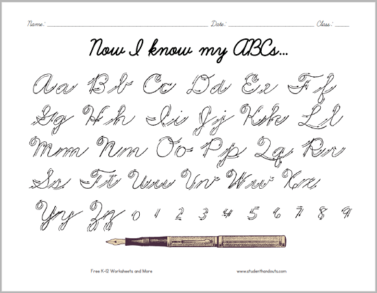 cursive alphabet chart pdf