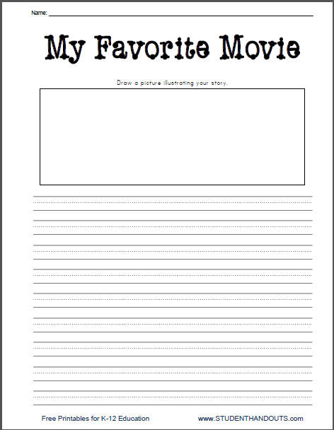 My Favorite Movie Free Printable Writing Prompt Worksheet
