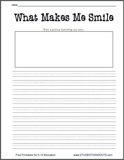 What Makes Me Smile Free Printable K 2 Lined Writing Prompt Worksheet 