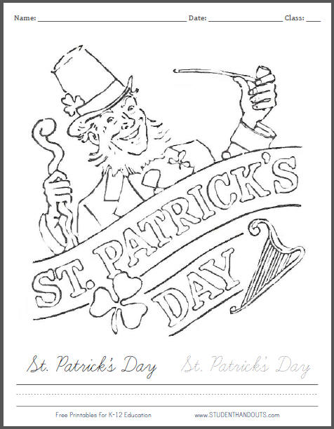 St. Patrick's Day Banner Coloring Page - Free Holiday Printable for Kids