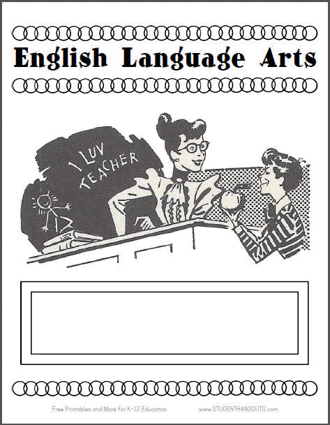 ELA English Language Arts Binder Cover Student Handouts