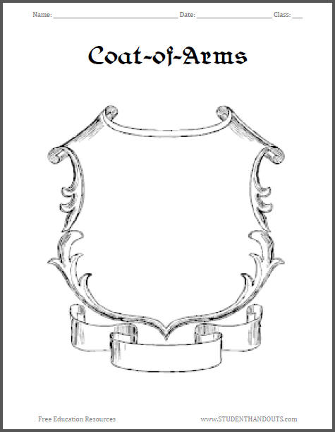 Printable Medieval Coat of Arms Template Sheets Student Handouts