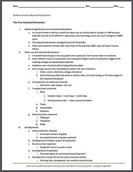 First Industrial Revolution - Free printable outline (PDF file).