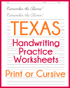 Texas Handwriting Practice Worksheets