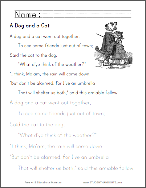 Words That Rhyme With Cat Worksheet