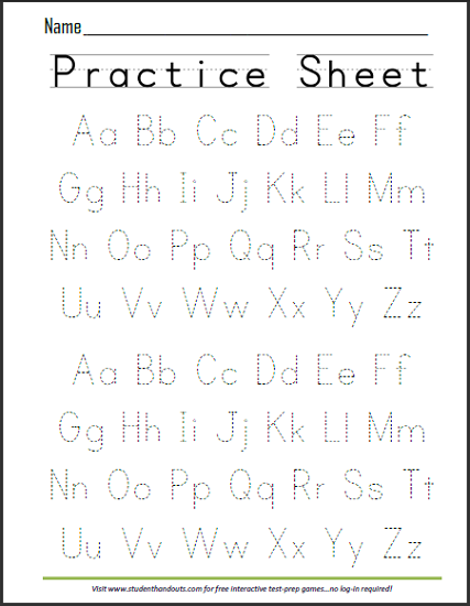 abcs dashed letters alphabet writing practice worksheet student handouts
