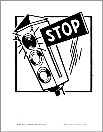 Stop Sign Traffic Light - Free to print (PDF file).