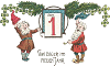 Two elves (gnomes) wishing good luck in the new year (Victorian greeting). Free JPG PNG SVG