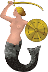 Mermaid with a shield wielding a sword. JPG PNG SVG