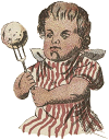 little boy with a giant meatball on a fork