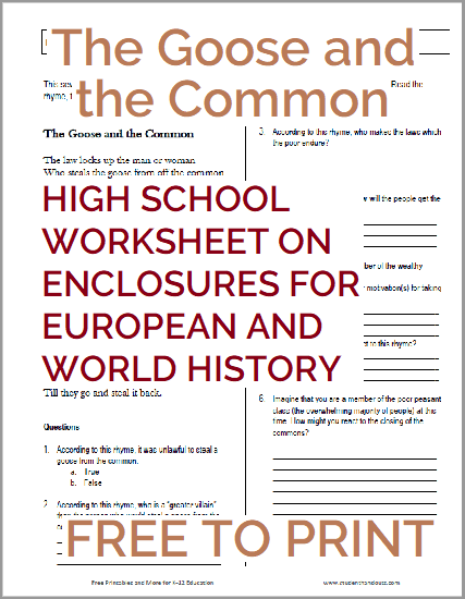 The Goose and the Common Worksheet - Free to print (PDF file).