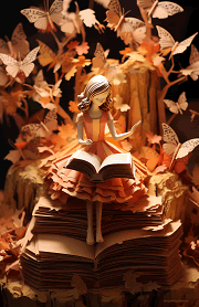 papercraft woman in the woods with a book printable junior-sized planner dashboard