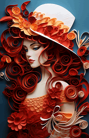 redheaded woman quilling paper crafting half-letter dashboard