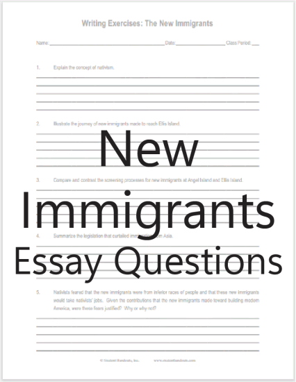 essay questions about immigrants