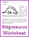 Stegosaurus Worksheet for Lower Elementary Students