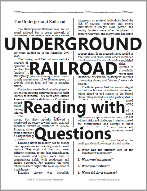 research questions about the underground railroad