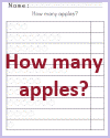 How many apples? Free printable counting worksheet for kindergarten.