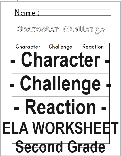 Character Challenge Chart Worksheet - Worksheet for second grade ELA. Free to print (PDF file).