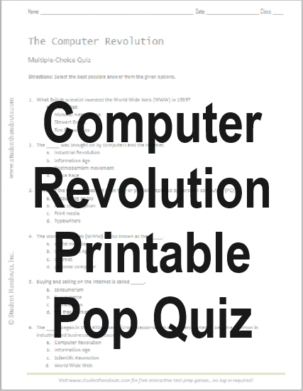 Computer Revolution Pop Quiz - Free to print (PDF file).