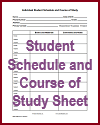 Student Schedule and Course of Study Sheet