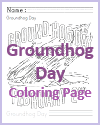 Groundhog Day Coloring Page with Handwriting Practice