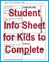 Student Info Sheet for Kids to Complete