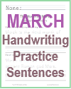 K-2 March Handwriting Practice Worksheet