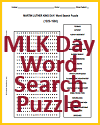Dr. King Day Word Search Puzzle Worksheet