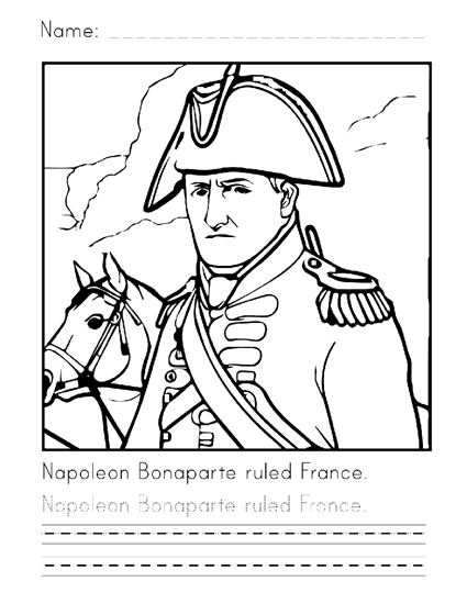 Napoleon Bonaparte Coloring Page - Free to print (PDF file).