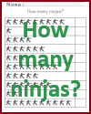How many ninjas? Kindergarten Counting Worksheet
