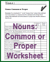 Nouns: Common or Proper Worksheet