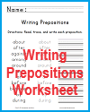 Writing Prepositions Worksheet
