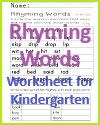 Rhyming Words Worksheet for Kindergarten