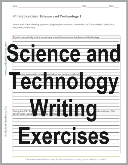 Science and Technology Writing Exercises Handouts - Free to print (PDF files).