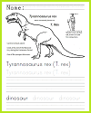 Tyrannosaurus Rex Coloring and Writing Sheet