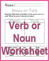 Verb or Noun Worksheet