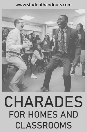 Playing charades can be a helpful and enjoyable activity for student learning in various ways, especially when it's integrated into the classroom or educational settings. Our charade game cards are free to print (PDF files).