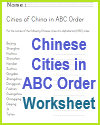 Chinese Cities in ABC Order Worksheet