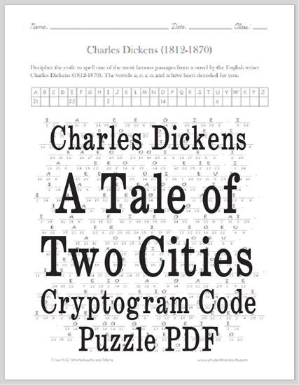 Decipher the code to spell one of the most famous passages from a novel by the English writer Charles Dickens (1812-1870). The vowels a, e, i, o, and u have been decoded for you. 