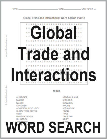 Global Trade and Interactions Word Search Puzzle - Free to print (PDF file).