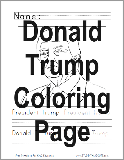 President Donald Trump Coloring Page - Free to print (PDF file).