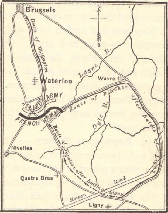 Map of the Battle of Waterloo, 1815