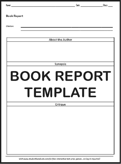 Book Report Printable Handout - Free to print (PDF file). For ELA (English Language Arts) students in grades 7-12.