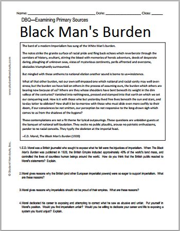 the black man's burden essay